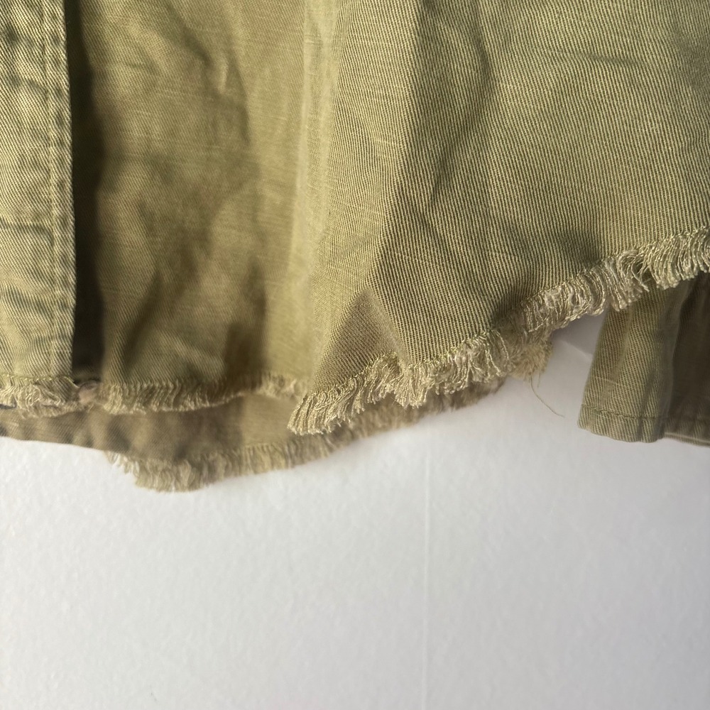 Rails Loren Military Shirt Jacket Olive Green Embroidered Patch Frayed Hem Small - Picture 9 of 12